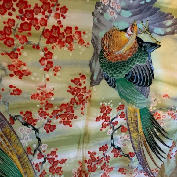 Vintage Japanese hand painted robe kimono floral - Picture 9 of 15